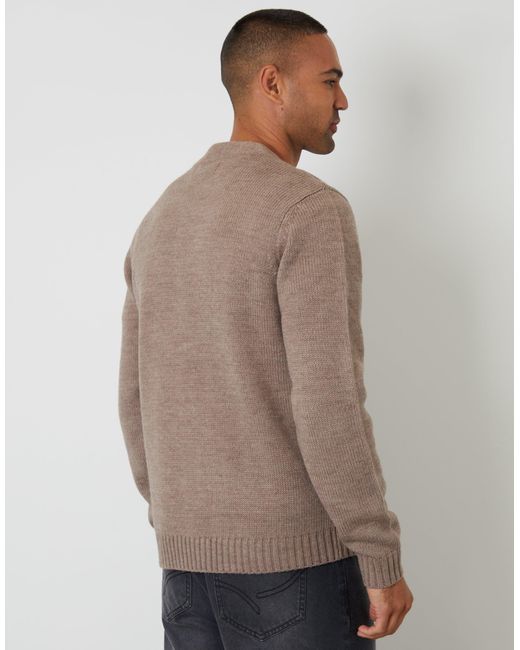 Threadbare Brown Knitted V-Neck Cardigan for men