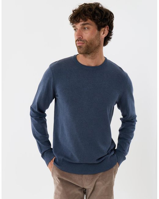 Threadbare Blue Jersey Crew Neck Jumper for men