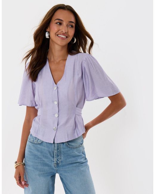 Threadbare Purple Flutter Sleeves Top