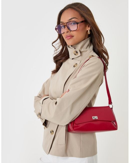Threadbare Red Funnel Neck Short Trench Coat