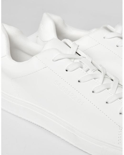Threadbare White Pu Court Trainers for men