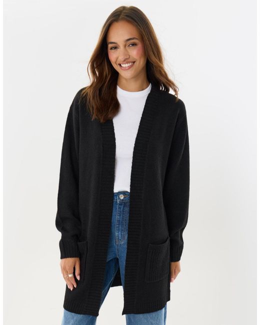 Threadbare Blue Longline Knitted Open Cardigan