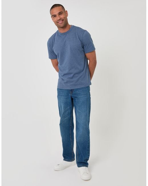 Threadbare Blue Regular Fit Cotton Rich T-Shirt for men