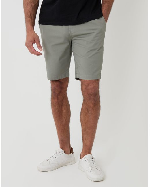 Threadbare White Regular Fit Elasticated Waist Stretch Chino Shorts for men