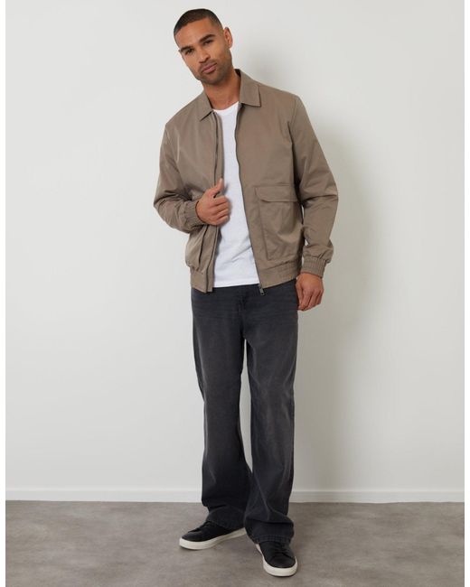 Threadbare Brown Showerproof Patch Pocket Zip Up Collared Jacket for men