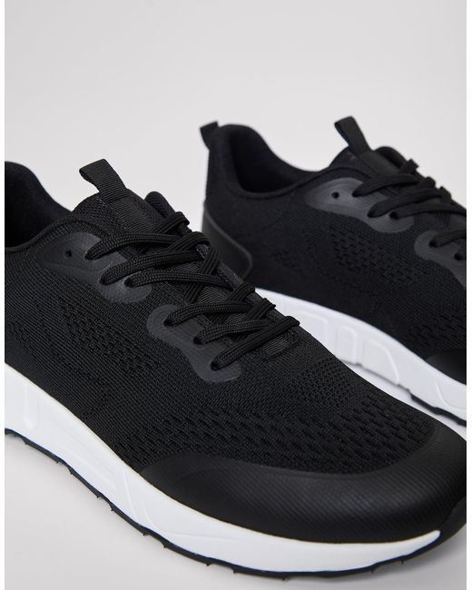 Threadbare Black Textured Slip On Trainers for men