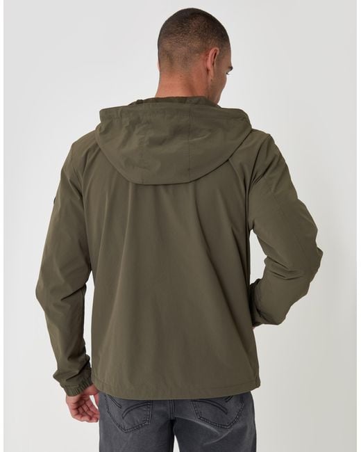 Threadbare Green Showerproof Ripstop Hooded Jacket for men