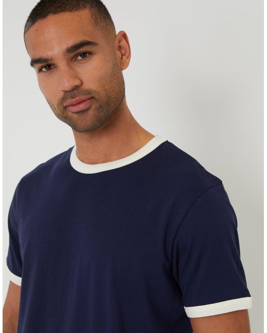 Threadbare Blue 2 Pack Cotton Ringer T-Shirts for men
