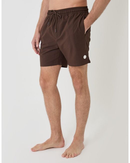 Threadbare Green Seersucker Swim Shorts for men
