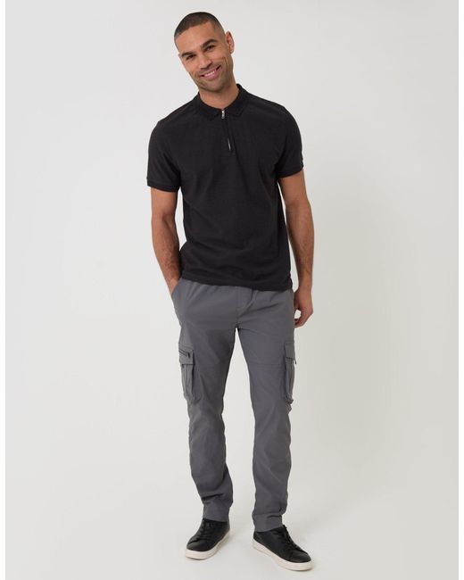 Threadbare Gray Slim Fit Stretch Cargo Trousers for men