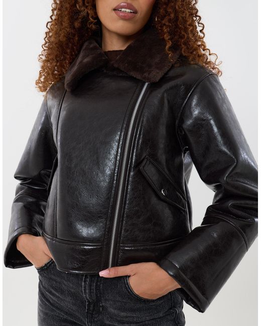 Threadbare Black Faux Suede Biker Jacket