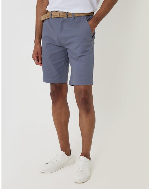 Threadbare White Belted Chino Shorts for men