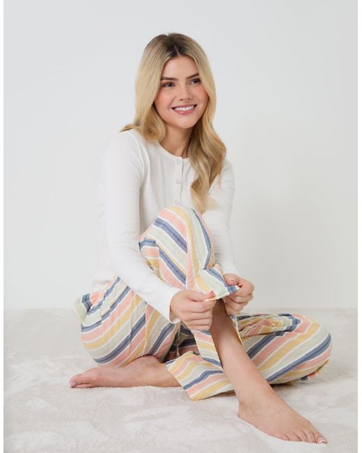 Threadbare Natural Button Front Cotton Pyjama Set