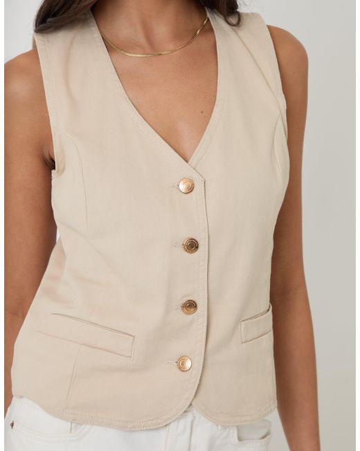 Threadbare Natural Fitted Denim Waistcoat