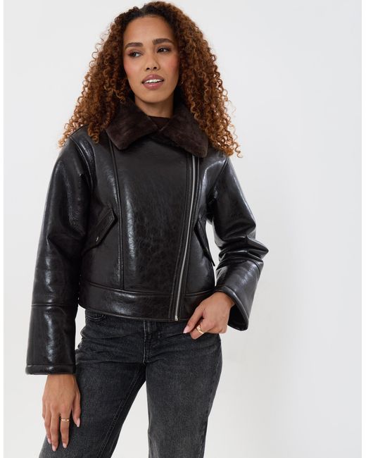 Threadbare Black Faux Suede Biker Jacket