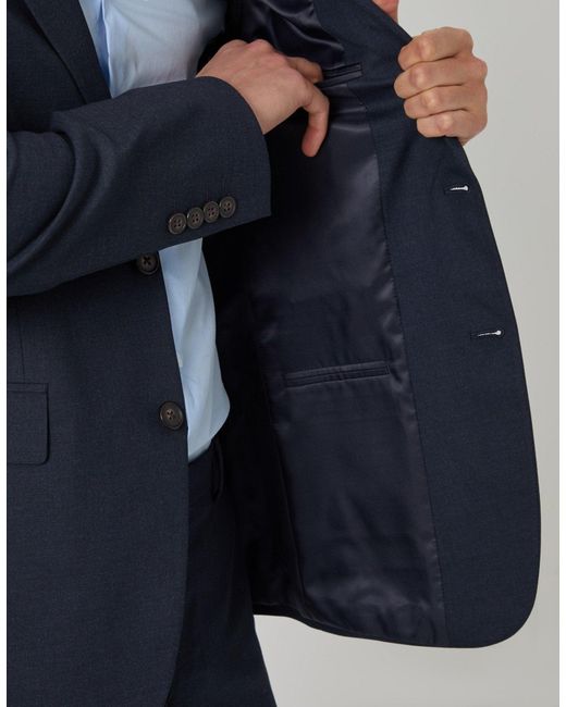 Threadbare Blue Tailored Fit Single Breasted Blazer for men