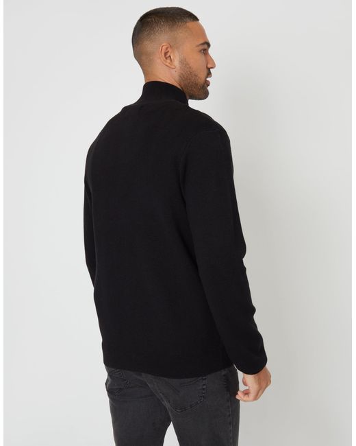 Threadbare Blue Zip-Through Funnel Neck Knitted Cardigan for men
