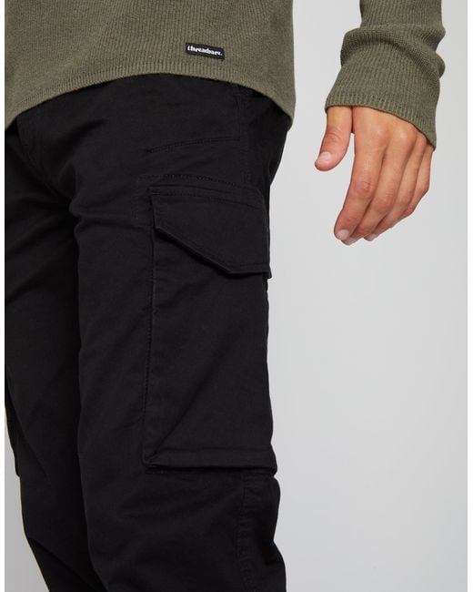 Threadbare Black Slim Fit Cargo Style Trouser for men