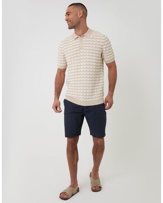 Threadbare Natural Wavy Textured Knitted Polo for men