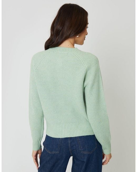 Threadbare Green Chunky Knit Button Up Cardigan