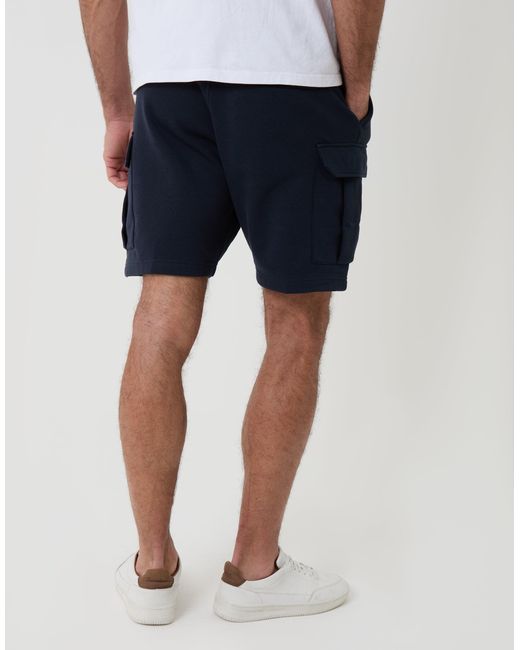 Threadbare White Cargo Fleece Shorts for men