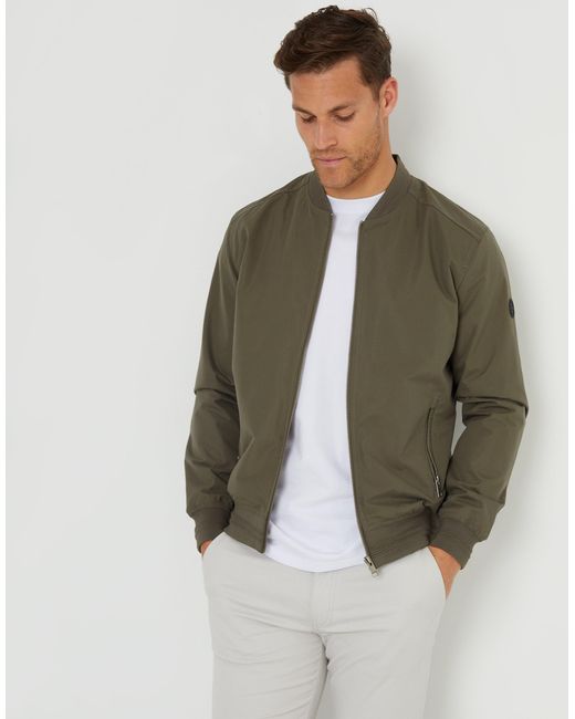 Threadbare Green Showerproof Classic Bomber Jacket for men