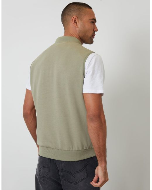Threadbare Green Quilted Hybrid Gilet for men