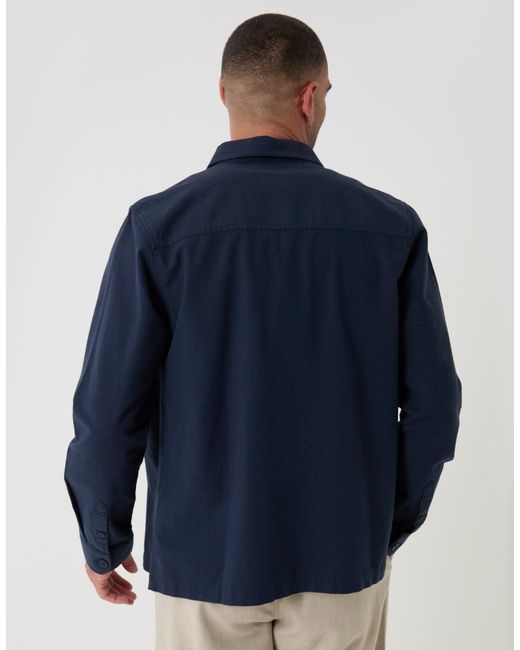 Threadbare Blue Linen Blend Lightweight Shacket for men
