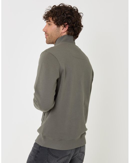 Threadbare Gray The Essential Cotton Rich Quarter Zip Sweatshirt for men