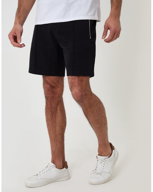 Threadbare White Pique Pleated Sweat Shorts for men