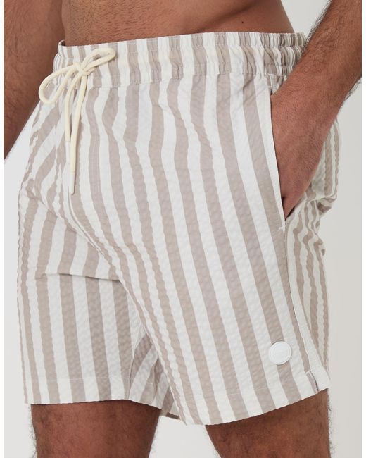 Threadbare White Seersucker Swim Shorts for men