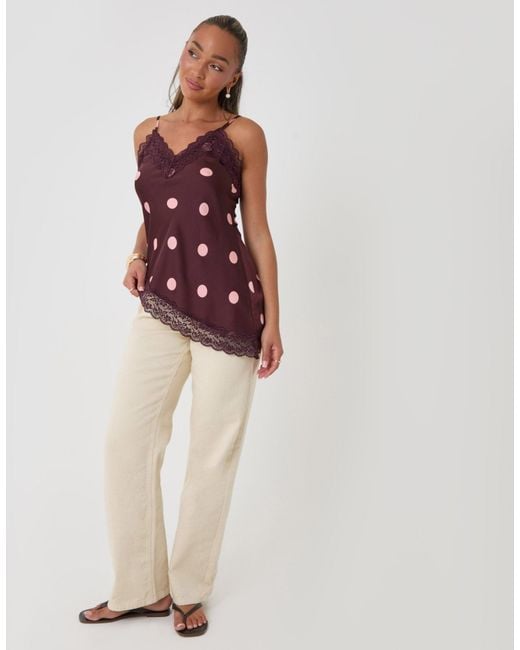 Threadbare Purple Satin Lace Trim Cami