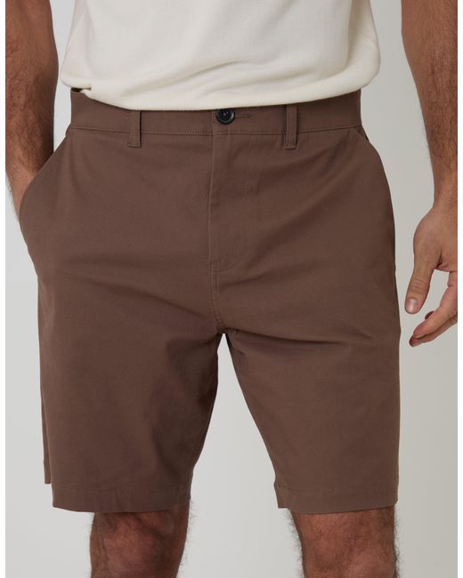 Threadbare Brown Regular Fit Stretch Chino Shorts for men