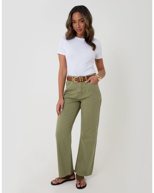 Threadbare Green Straight Leg Jeans