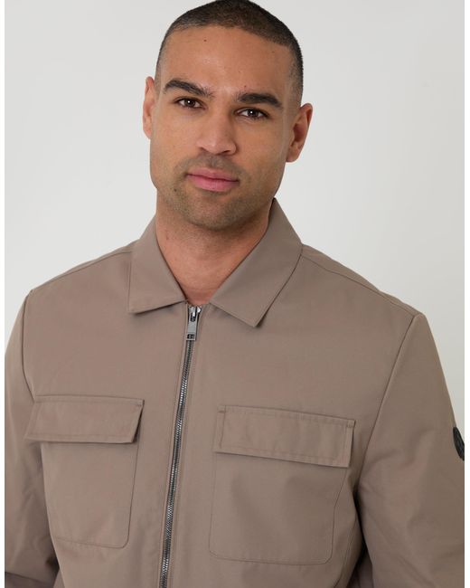 Threadbare Brown Showerproof Lightweight Collared Zip Up Jacket for men