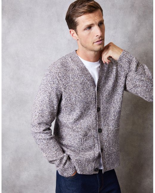 Threadbare Gray Knitted Button Up Cardigan for men