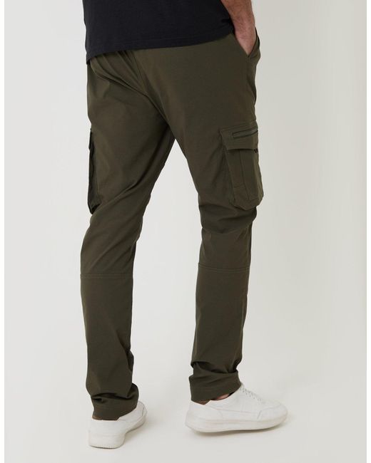 Threadbare Green Slim Fit Stretch Cargo Trousers for men