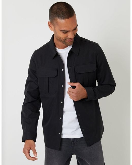 Threadbare Blue Cargo Pocket Shacket for men