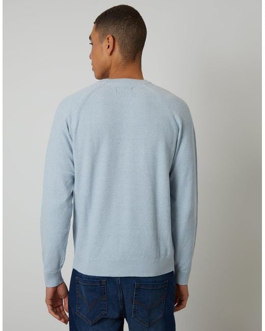 Threadbare Blue Raglan Knitted Crew Neck Jumper for men
