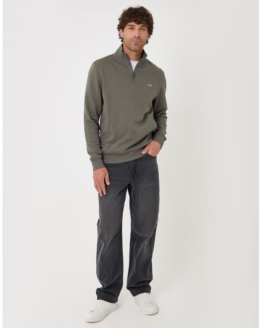Threadbare Gray The Essential Cotton Rich Quarter Zip Sweatshirt for men
