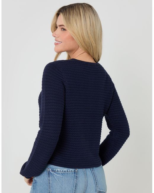 Threadbare Blue Patch Pocket Crew Neck Cardigan