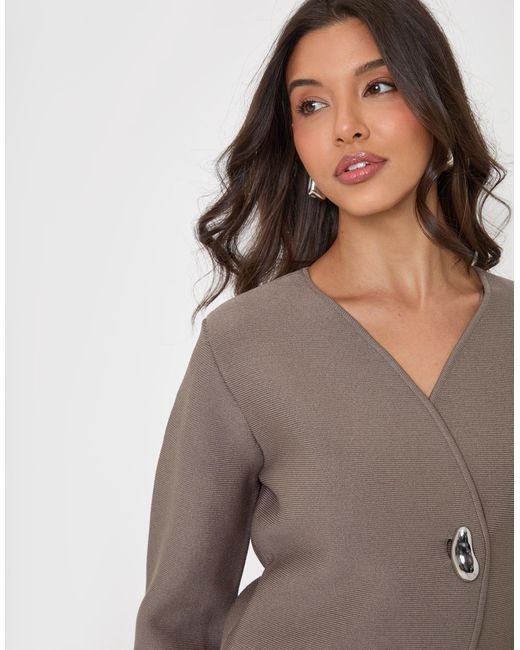 Threadbare Gray Metallic Button V-Neck Cardigan