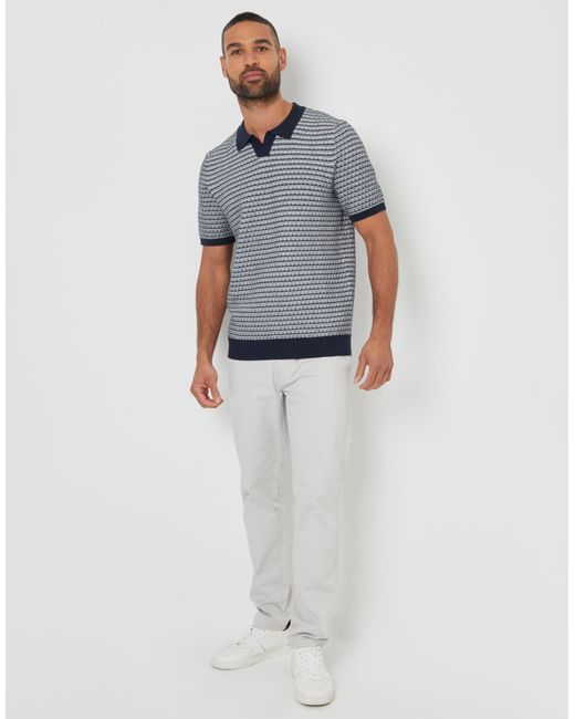Threadbare Gray Textured Knit Trophy Neck Polo for men