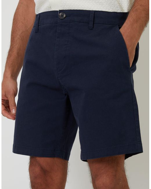Threadbare Blue Regular Fit Stretch Chino Shorts for men
