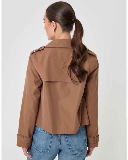 Threadbare Blue Double Breasted Cropped Trench Coat