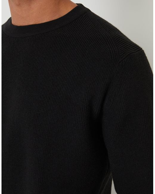 Threadbare Black Rib Knit Crew Neck Jumper for men