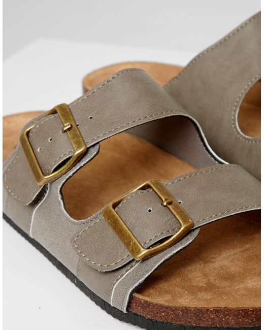 Threadbare Natural Slip On Two Buckle Strap Sandals for men