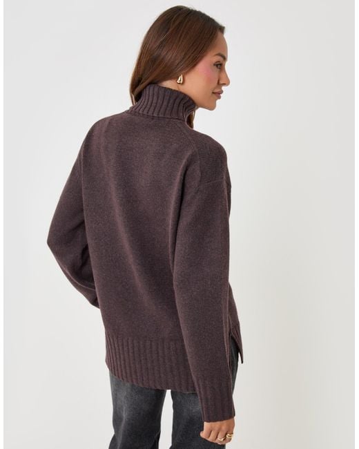 Threadbare Purple The Oversized Roll Neck Jumper