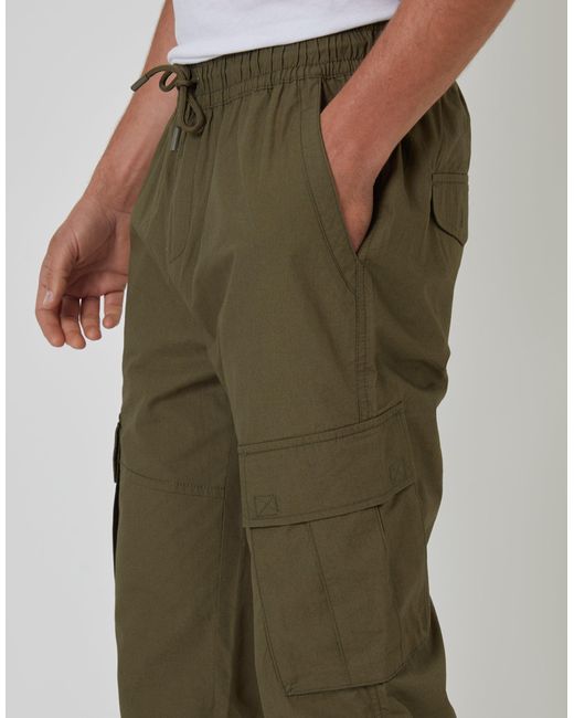 Threadbare Green Elasticated Waist Cargo Trousers for men
