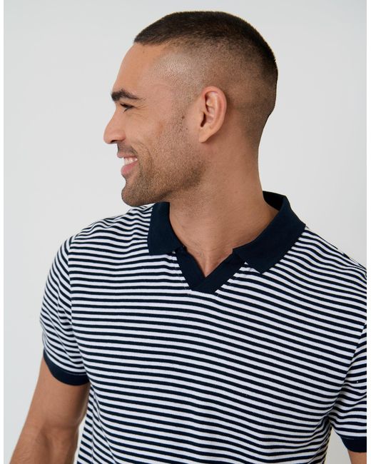 Threadbare Blue Open Neck Collar Polo Shirt for men